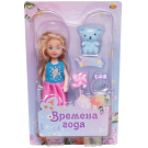 Кукла ABtoys Времена года 15 см с медвежонком 4 вида
