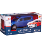 Машинка металлическая Abtoys АвтоСити 1:36 Кроссовер семейный инерционный с открывающими передними дверцами синий свет звук