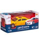 Машинка металлическая Abtoys АвтоСити 1:36 Седан купе инерционный с открывающими передними дверцами желтый свет звук