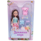 Кукла ABtoys Времена года 15 с темными волосами с медвежонком