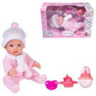 Пупс ABtoys Baby Ardana 30см, в розовом комбинезончике, шапочке и шарфике, с аксессуарами, в коробке