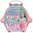 Игровой набор Abtoys В гостях у куклы Розовый совенок чемоданчик с 2 куколками и мебелью, 20,5х5х21см