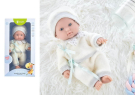 Пупс Junfa Pure Baby в вязаных белых с серой полоской кофточке, штанишках, шапочке, 25см