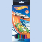 Карандаши цветные 12 цветов "Hot Wheels", длина 177 мм, в картонной упаковке с европодвесом