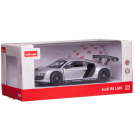 Машина металлическая 1:24 scale AUDI R8, цвет серебрянный, двери открываются.