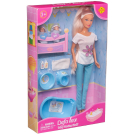 Игровой набор Кукла Defa Lucy Мама в голубых брюках с двумя малышами и игровыми предметами, 29 см