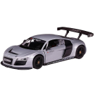 Машина металлическая 1:24 scale AUDI R8, цвет серебрянный, двери открываются.