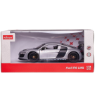 Машина металлическая 1:24 scale AUDI R8, цвет серебрянный, двери открываются.